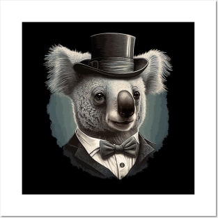 Koala with top hat Posters and Art